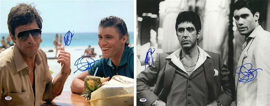 Lot of (2) Al Pacino & Steven Bauer Dual Signed 16x20 Photographs From "Scarface" (PSA/DNA)